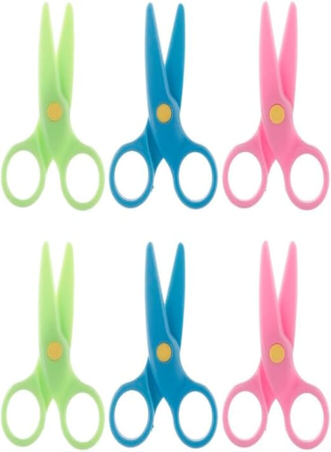 3A 7052-6 Plastic Office Scissors Set Of 6 Pieces - Multi Color